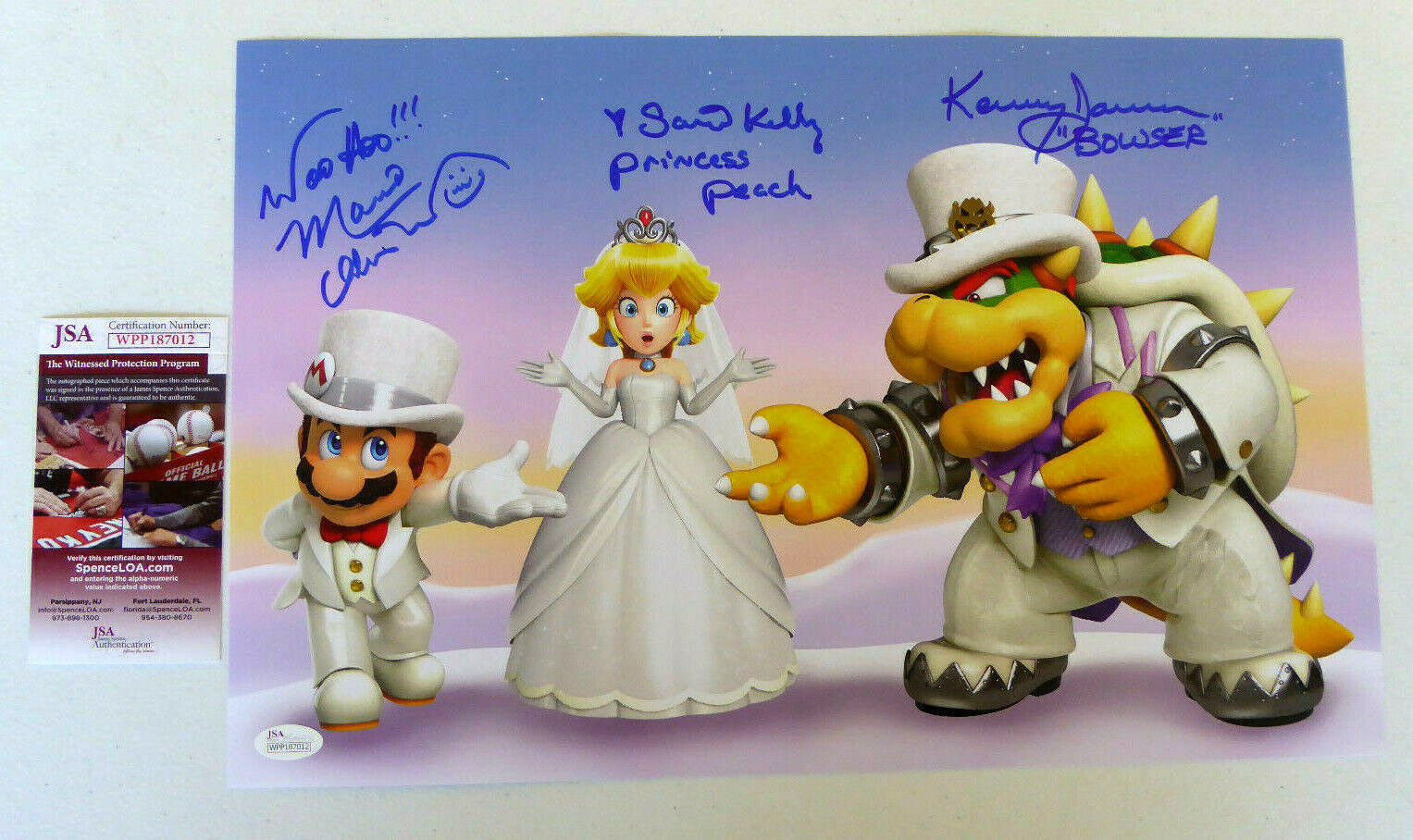 Charles Martinet, Samantha Kelly, Kenny James Signed Mario 11x17 Photo Poster painting JSA COA