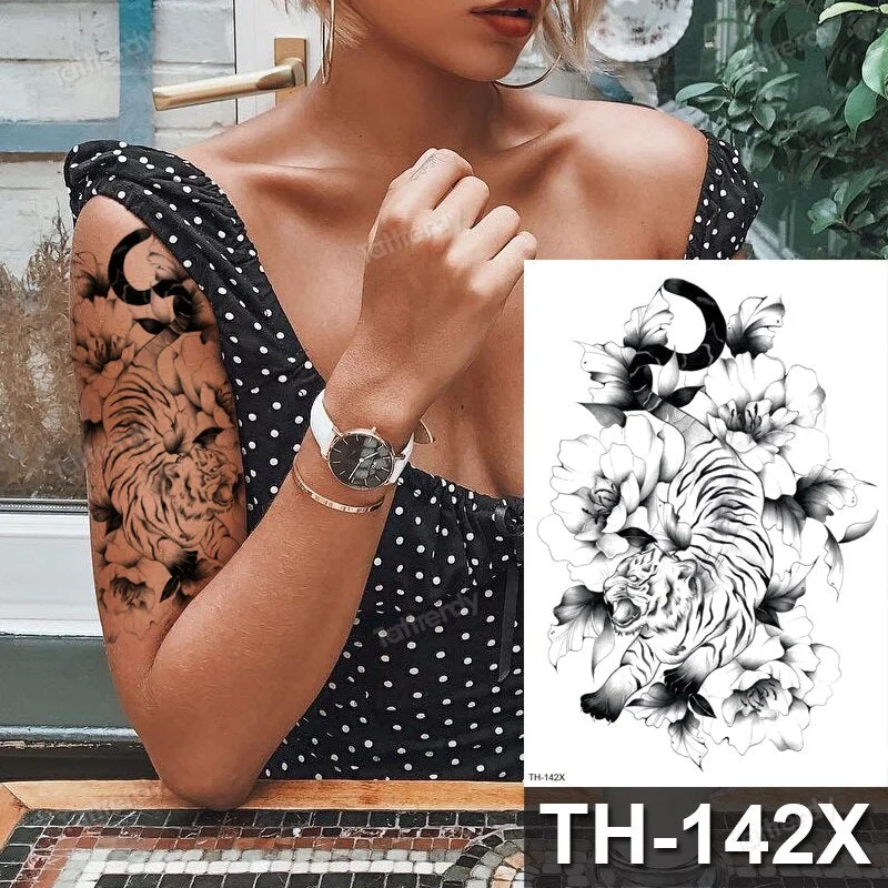 DIY Forest Design Waterproof Fake Temporary Tattoo Wolf Sexy Women Body Art Arm Tattoos Paper For Men Boys Girls Tatoo Large Big