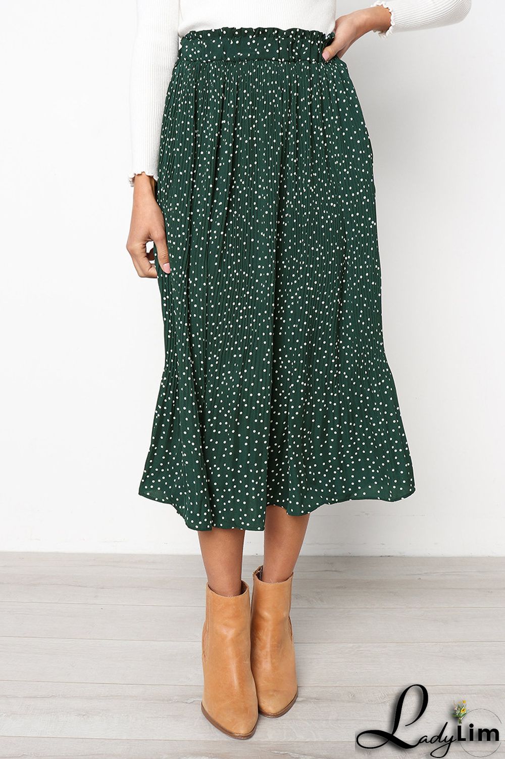 Women Pocket Pleated Skirt