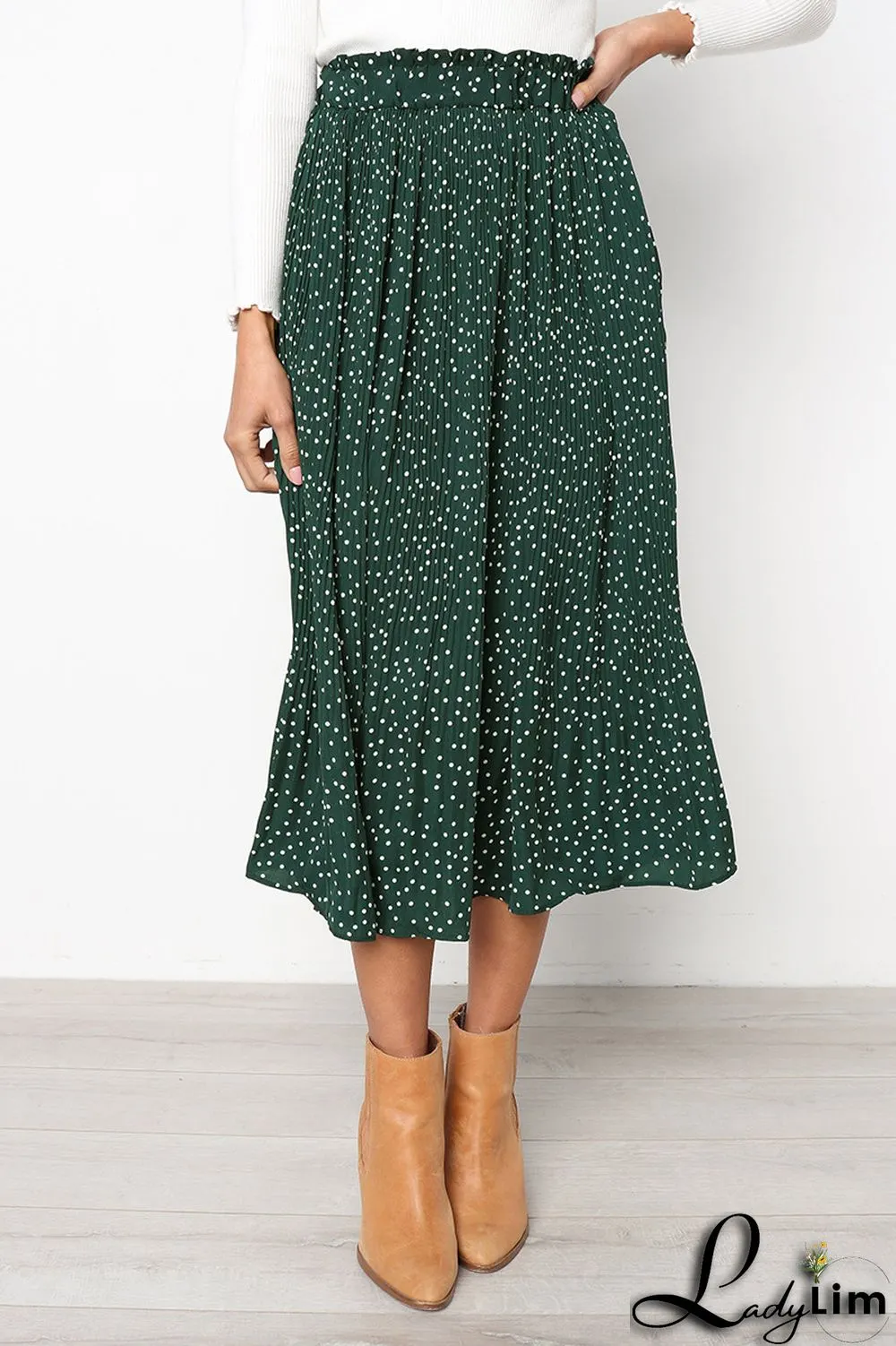 Women Pocket Pleated Skirt