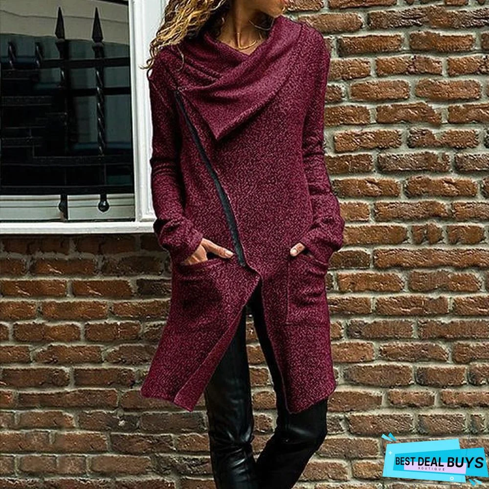 Autumn Zipper Long Fluffy Sweatshirt