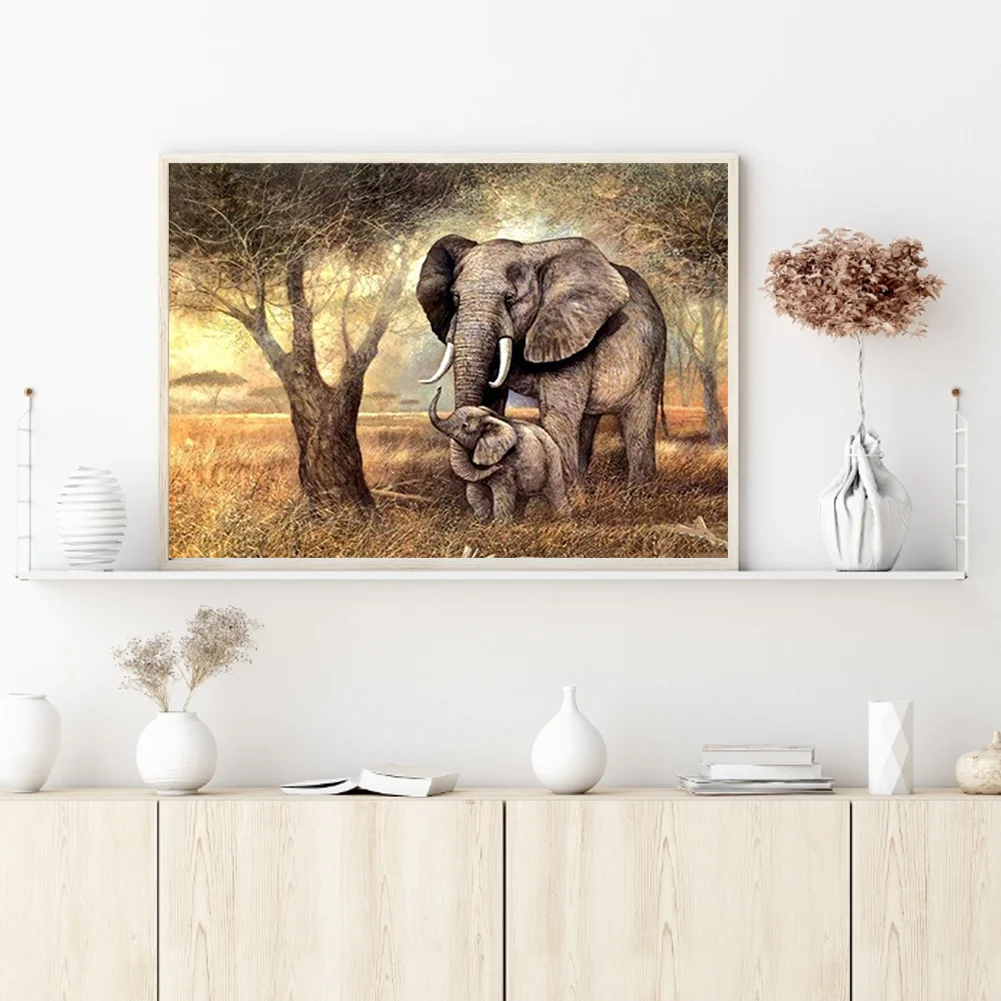 14CT Full Stamped Cross Stitch - Elephant(Canvas|40*50CM)