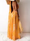 Plunging Irregular Clipping Empire Maxi Dress