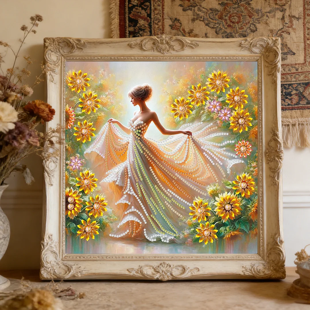 Diamond Painting - Partial Special Shaped Drill - Sunflower Girl(Canvas|30x30cm)