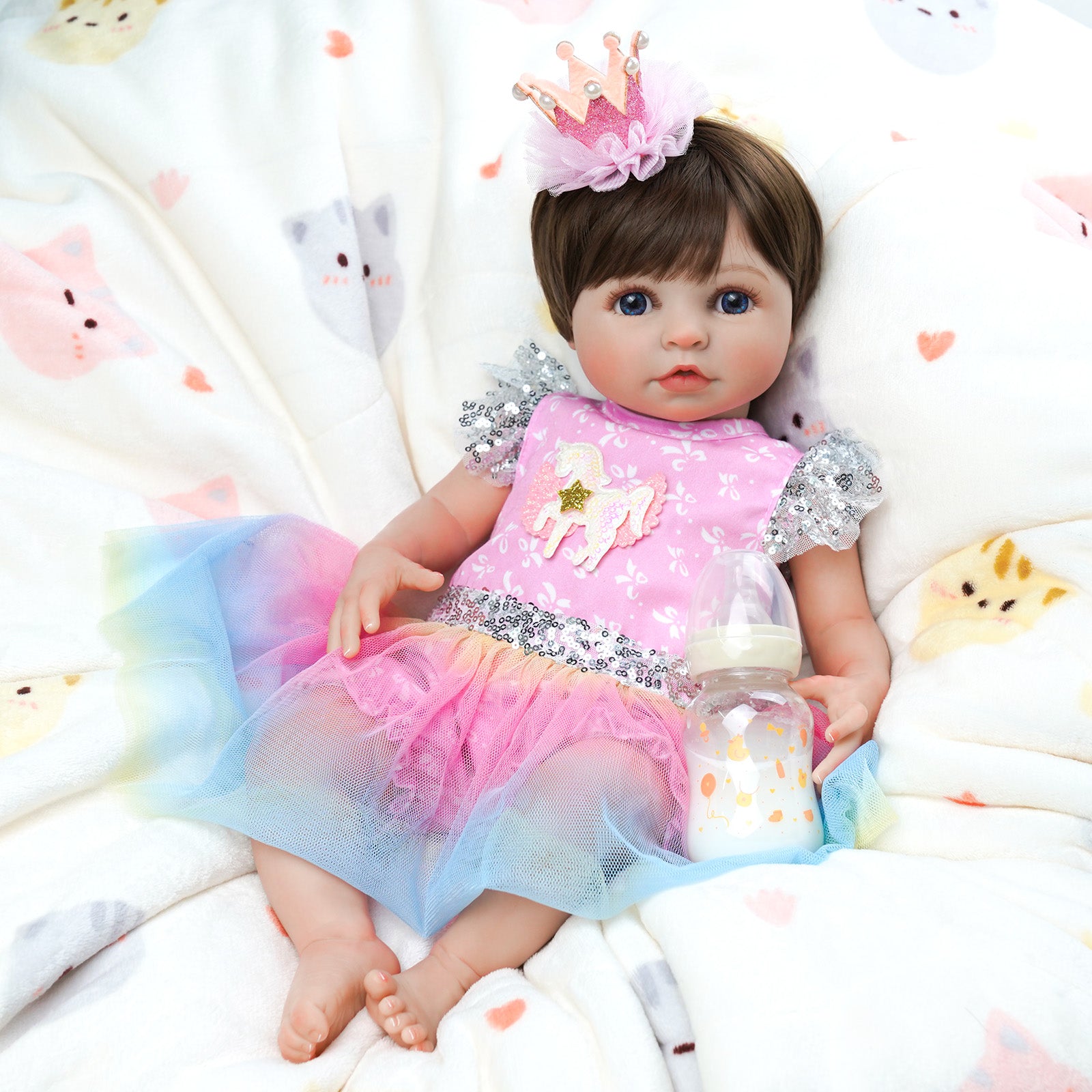 Babeside 20'' Lifelike Reborn Baby Doll Pink Suit Blue Eyes Adorable ...