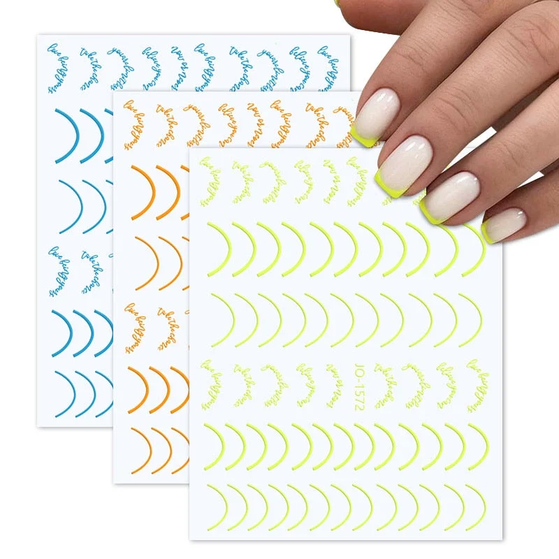 1PC Rose Gold Sliver Striping Tape 3D Nail Stickers Geometry Lines Slider For Nails Gel Polish Decals For Manicures Decoration-Nail Inspo