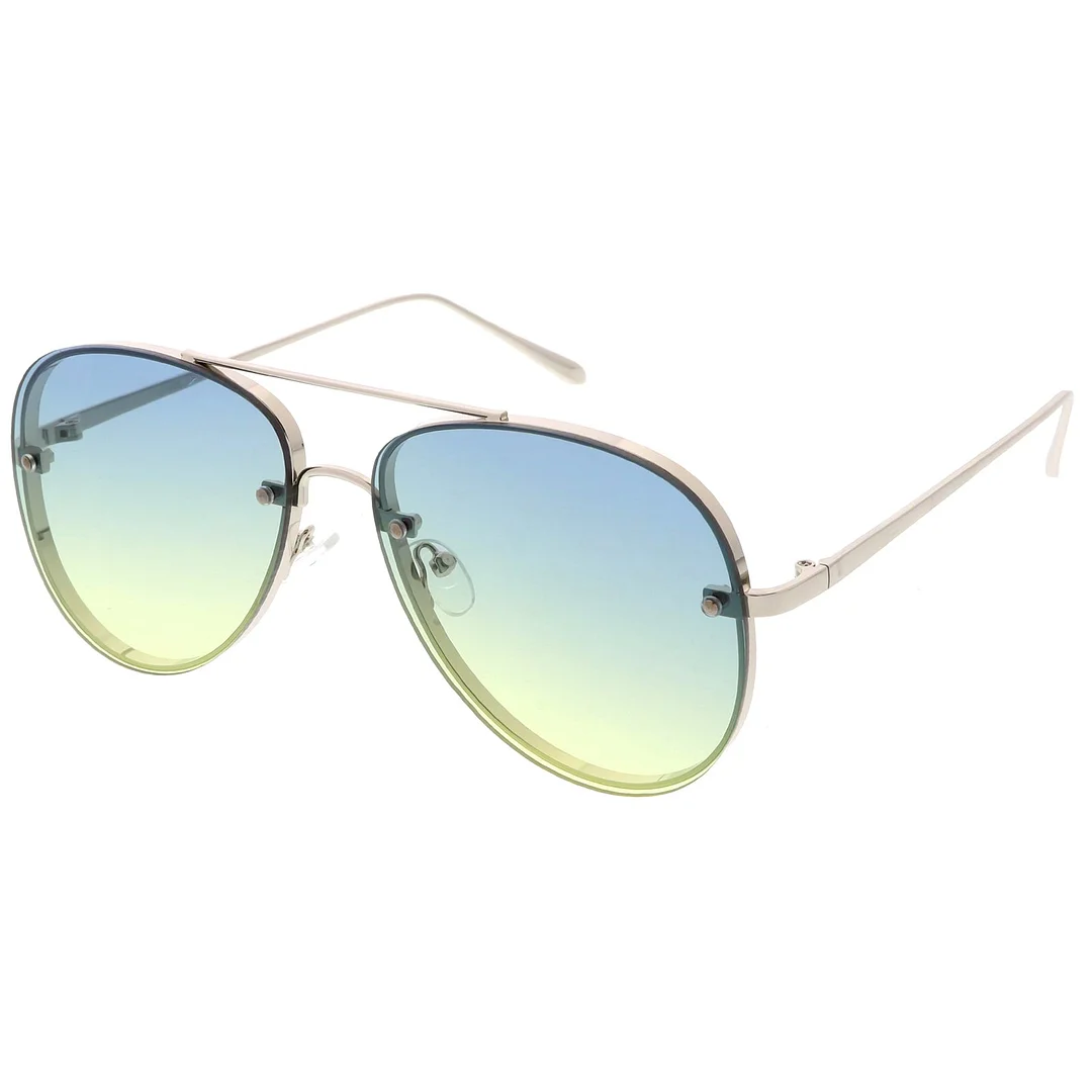 Oversize Rimless Aviator glasses Thick Frame Gradient Flat Lens 60mm
