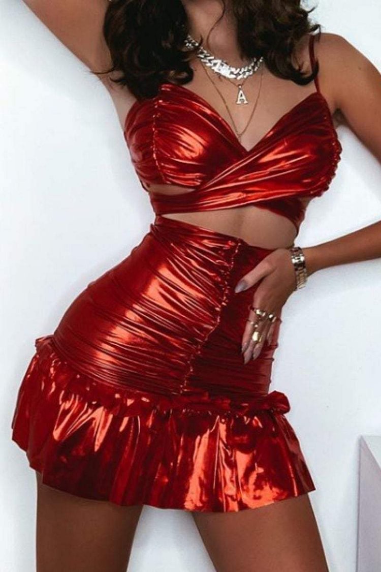 Red Wrap Front Cut Out Mini Dress Katch Me