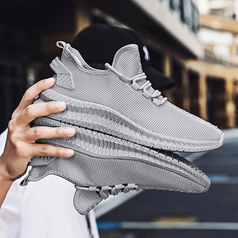 Mesh Men Shoes Breathable White Mens Sneakers Trendy Lace-Up Lightweight Black Walking Big Size Man Tenis Shoe Zapatillas Hombre