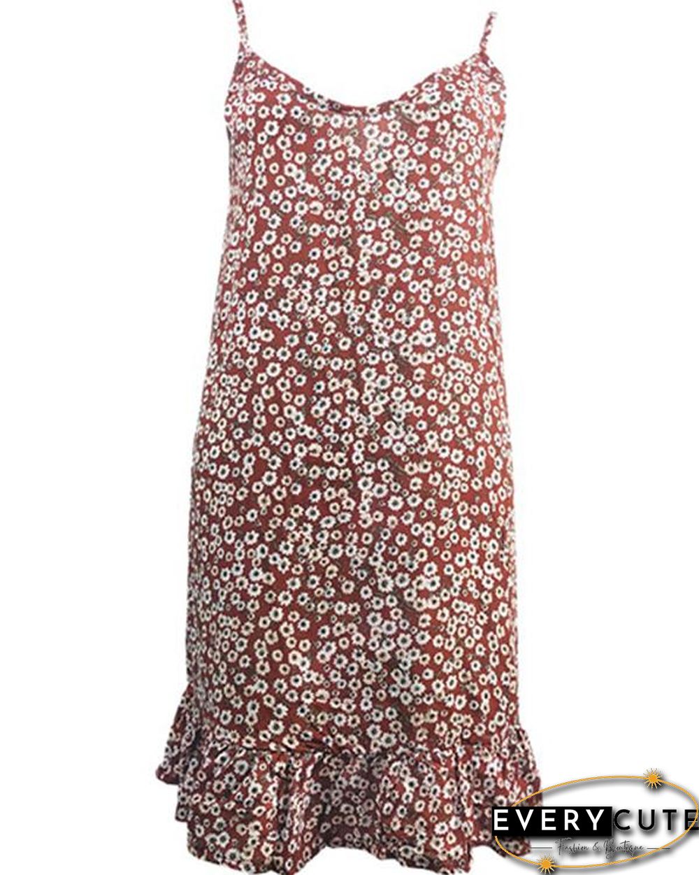 Chic Floral Slip Camisole Neckline Shift Dress