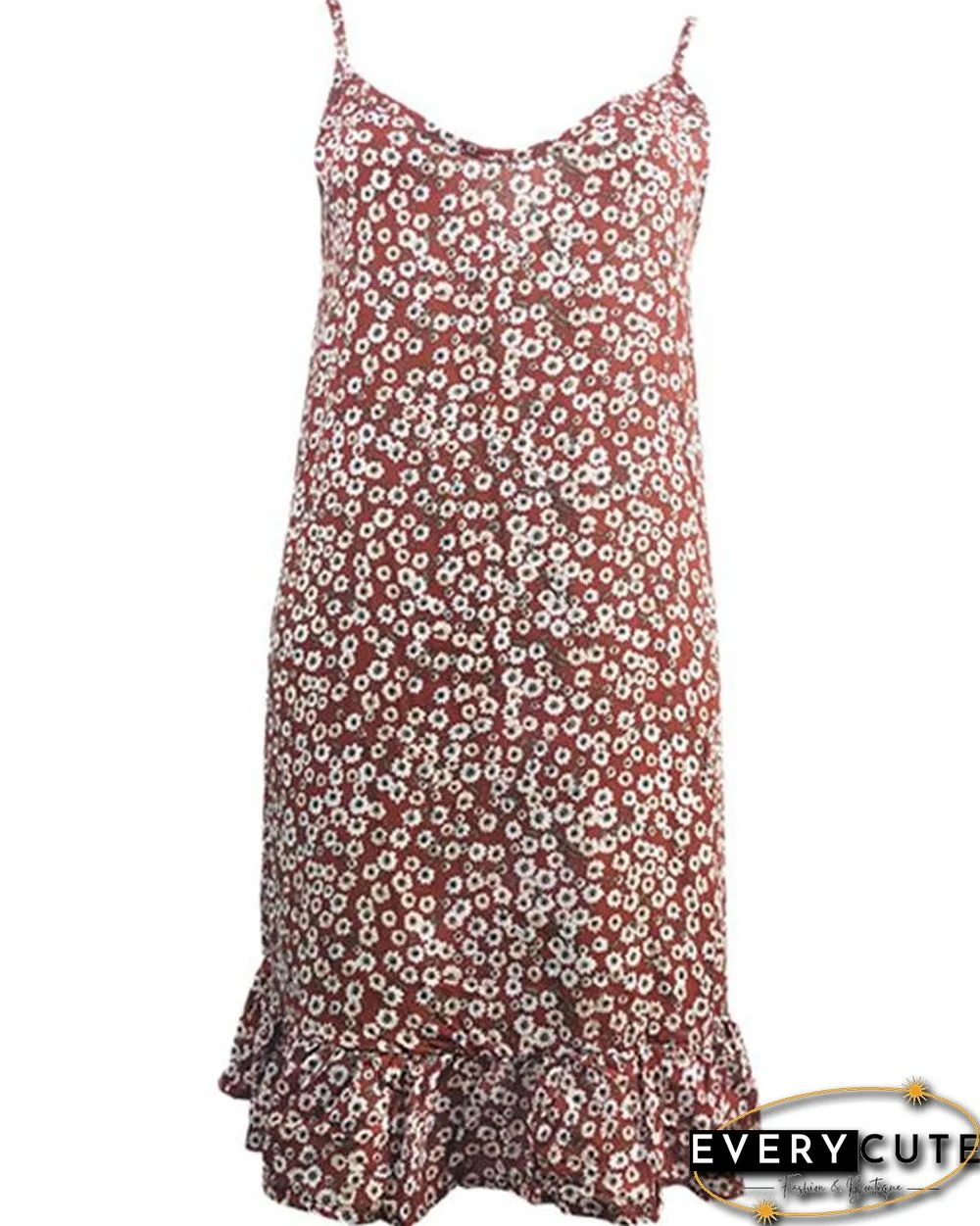 Chic Floral Slip Camisole Neckline Shift Dress
