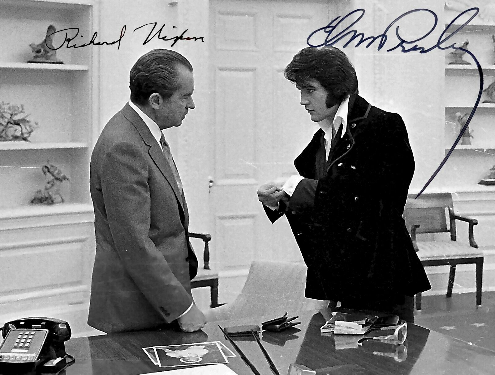 1970 PRESIDENT RICHARD NIXON ELVIS PRESLEY SIGNED AUTOGRAPH 8.5X11 Photo Poster painting REPRINT