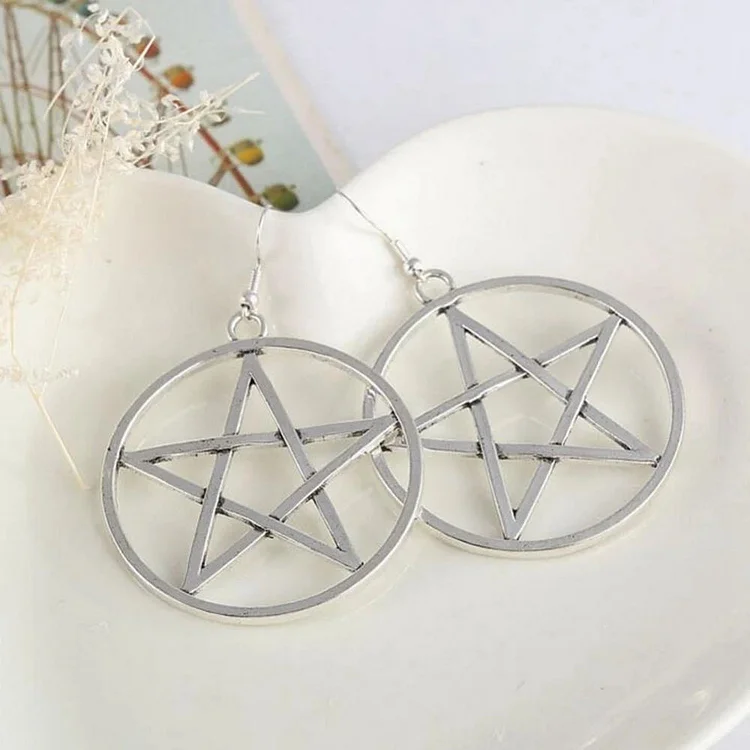 Wiccan Large Pentacle Pentagram Earrings