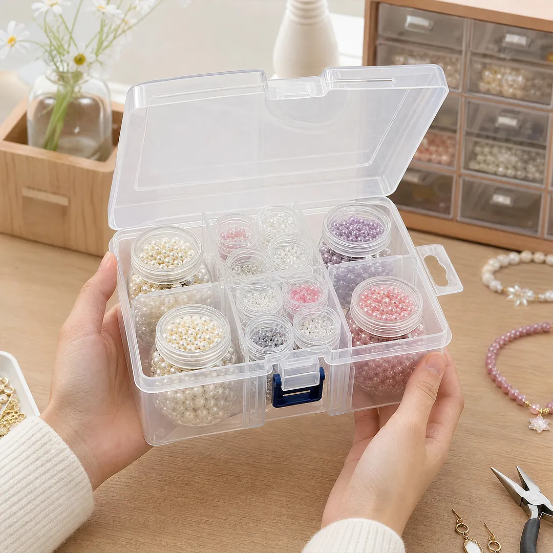 Diamond Painting Containers Multi Purpose Portable Plastic Case Box with Stickers & Compartments Arts Crafts Storage Bottle for Hardware Rhinestone