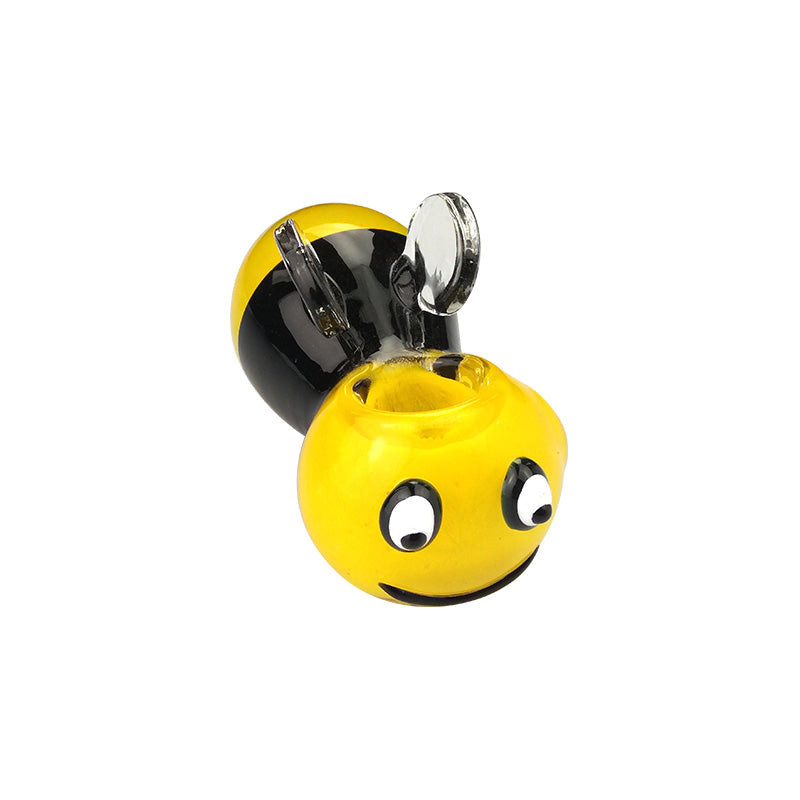 Honeybee Design Spoon Pipe with Little Wings Yellow Black Pipe