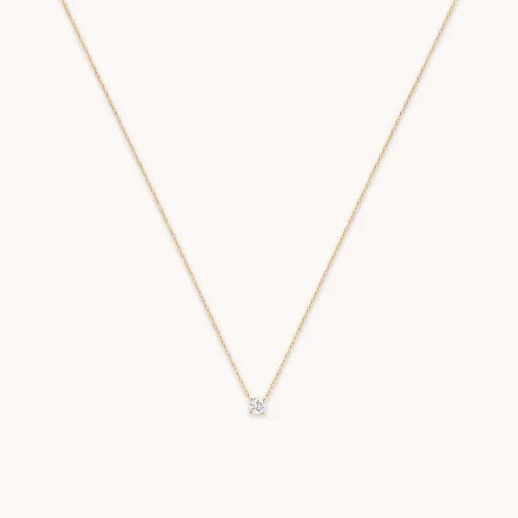 Diamond Solitaire Pendant Necklace in Solid Gold