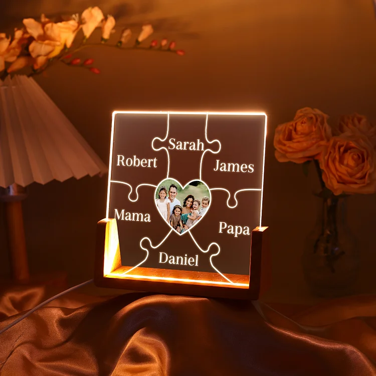 Personalisierte 6 Namen & Foto Herz Nachtlicht Geschenk für Großmutter/Mutter zum Muttertag