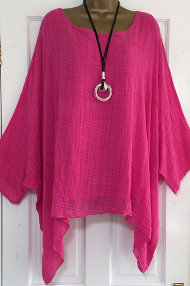Women Casual Batwing Crew Neck Plus Size Blouses