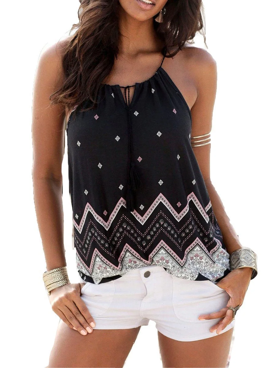 Beach V-neck Sling Printing Casual Tank Top