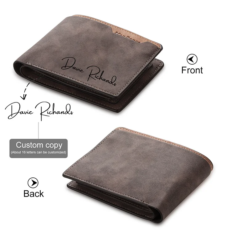Personalized Name Leather Wallet Engraved Short Purse Folding Wallet Gifts For Men