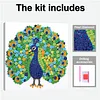 Kit de peinture de boutons en r&eacute;sine en paon pour adultes d&eacute;butants, arts cr&eacute;atifs, d&eacute;coration int&eacute;rieure, boutons ronds de peinture 30x30cm avec cadre