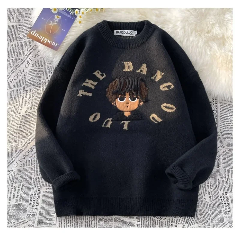 Cartoonh Lazy Wind Sweater In Autumn And Winter American Fashion Brand Round Neck Dirty Braid Boy Loose Joker Couple Sweater