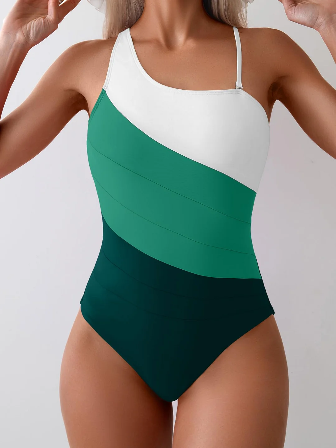 One Shoulder Tummy Control One Piece Swimsuit