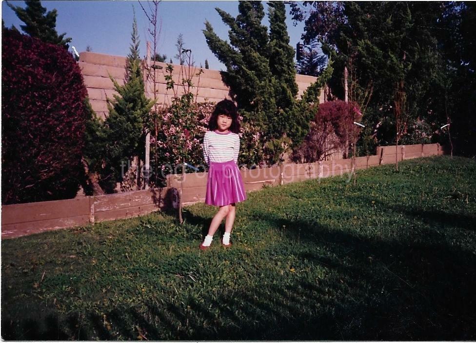 BACK YARD PORTRAIT Little Girl FOUND Photo Poster painting Color Original Snapshot VINTAGE 06 10