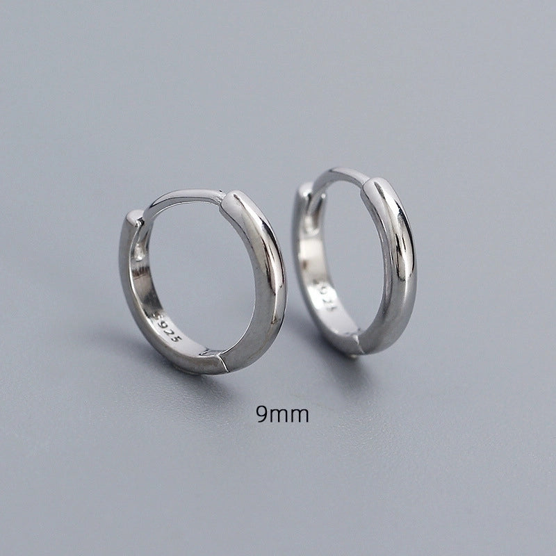 1 Pair 925 Sterling Silver Round Hoop Earrings
