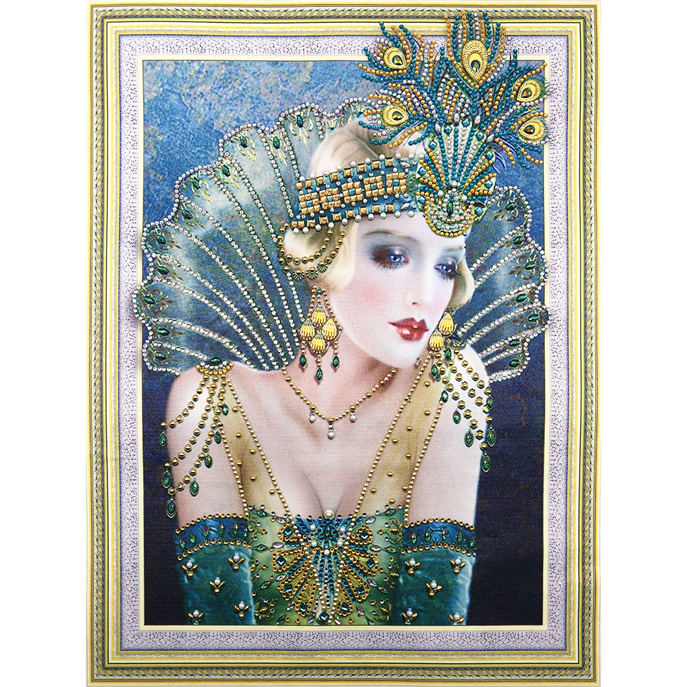 

Peacock Princess - Special Shaped Diamond Painting - 50*40CM, 501 Original