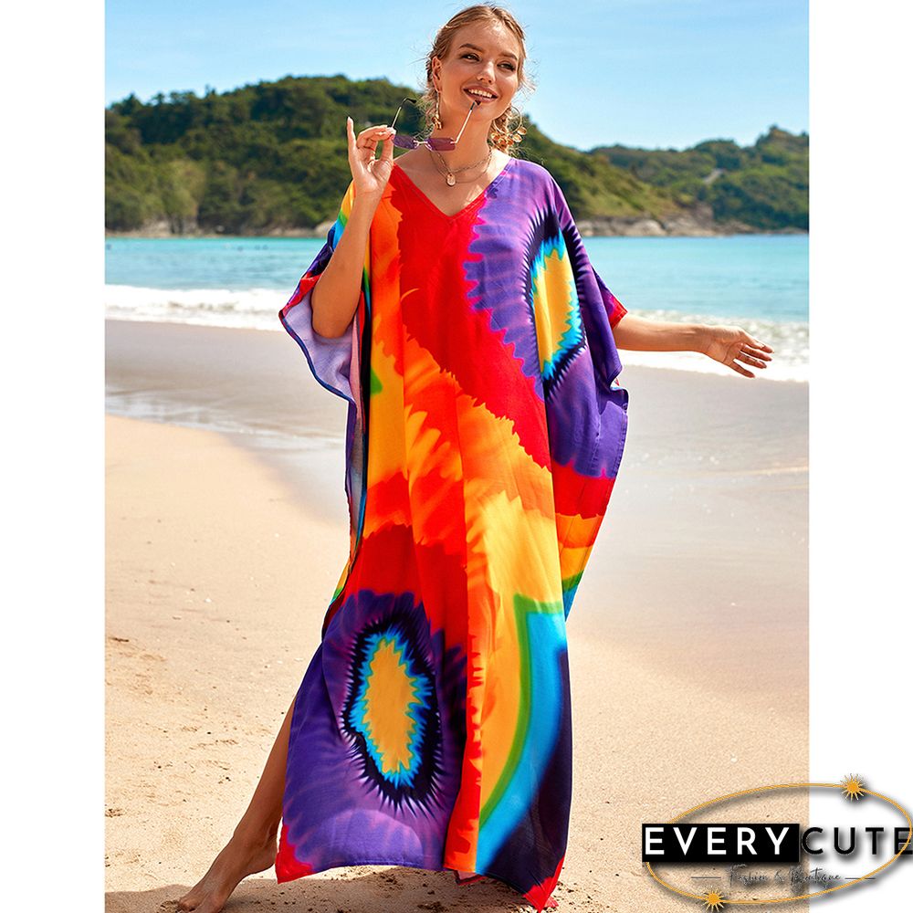 Yellow Graffiti Loose Beach Kimono Dress