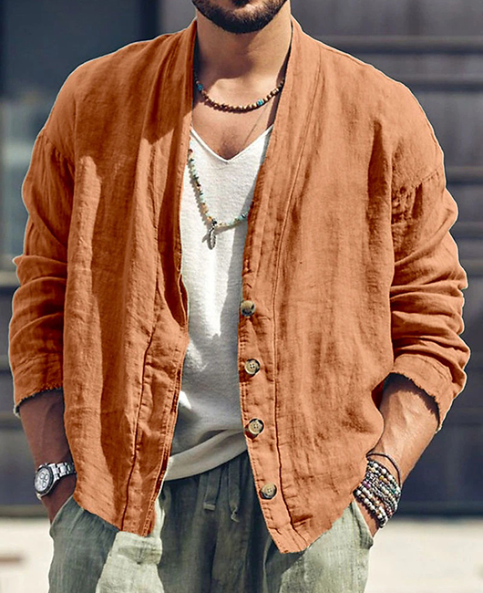 Vacation Single Breasted Long Sleeve Plain Cardigan Coat