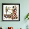 (Stamped/Counted) Retro Floral Sewing Machine - 14CT Cross Stitch 40*40cm/15.75*15.75in