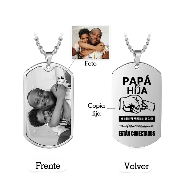 A MI PAPÁ-Collar papá e hija personalizado con foto de acero inoxidable