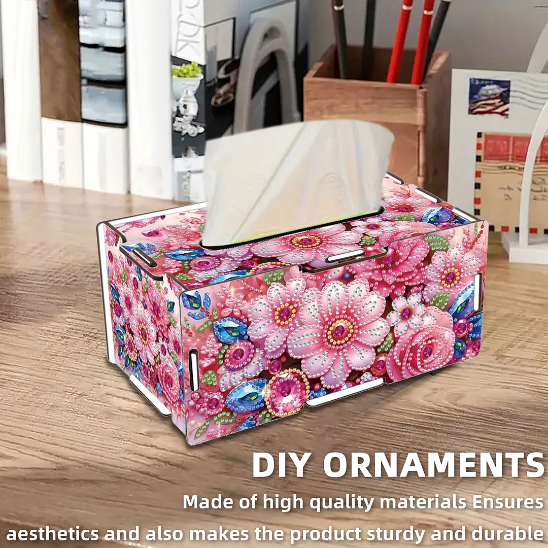 Flower DIY Diamond Art Paper Towel Holder for Home and Office Decoration
