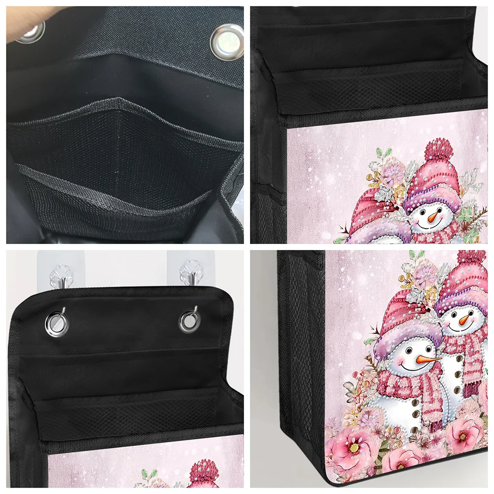 5D DIY Pink Snowman Diamond Painting Hanging Storage Bag Diamond Art Organizer Box Home Decor 