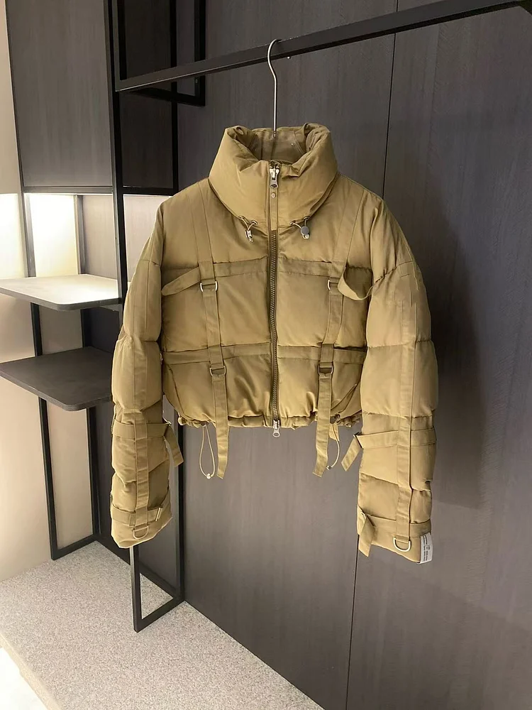 New Winter Coat Thicken Down Cotton Puffer Jacket Petite Cropped Women Stand Collar Parkas Jacket Waterproof Snow Wear 
