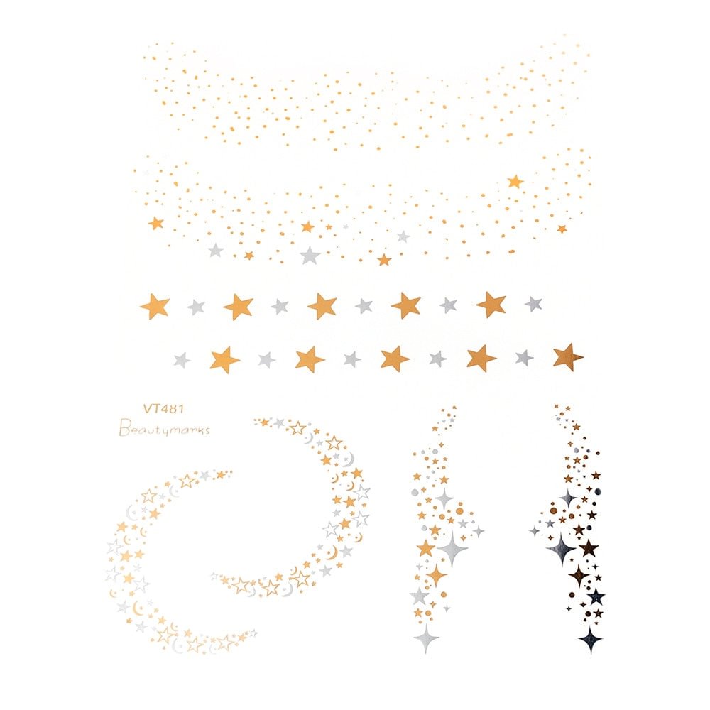 2021 New Gold Face Temporary Tattoo Waterproof Blocked Freckles Makeup Stickers Eye Decal Wholesale