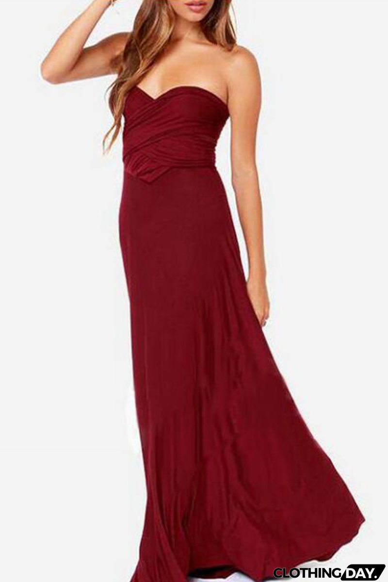 Fashion Elegant Solid Patchwork Backless Strap Design Evening Dress Dresses(20 Colors)