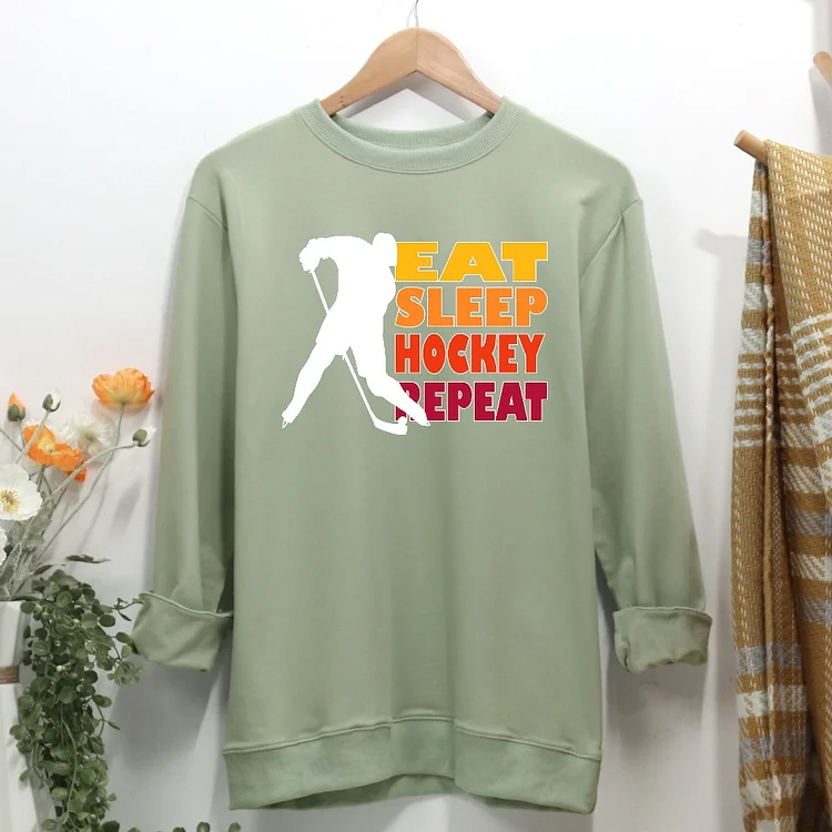 Eat Sleep Hockey Repeat Women Casual Sweatshirt-Annaletters