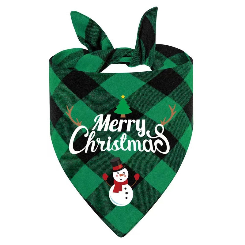 Minimalist Classic Style Polyester Christmas Santa Claus Letter Lattice Pet Saliva Towel