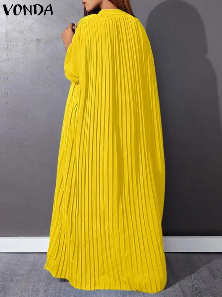 VONDA Summer Long Dress 2022 Vintage Women Maxi Sundress Long Sleeve Button Up Dress Casual Party Holiday Loose Shirt Vestidos