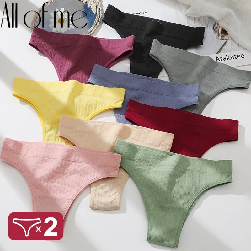 2PCS/Set Women Panties Seamless Underwear Female Lingerie Solid Color Sexy Brazillian Panties Woman's Underpants Intimate Pantys