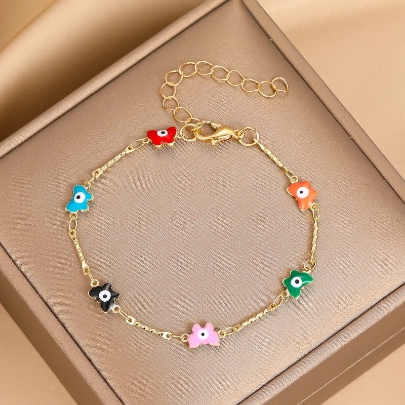 Casual Minimalist Cross Eye Flower Copper Gold Plated Rhinestones Wristband Bracelets In Bulk
