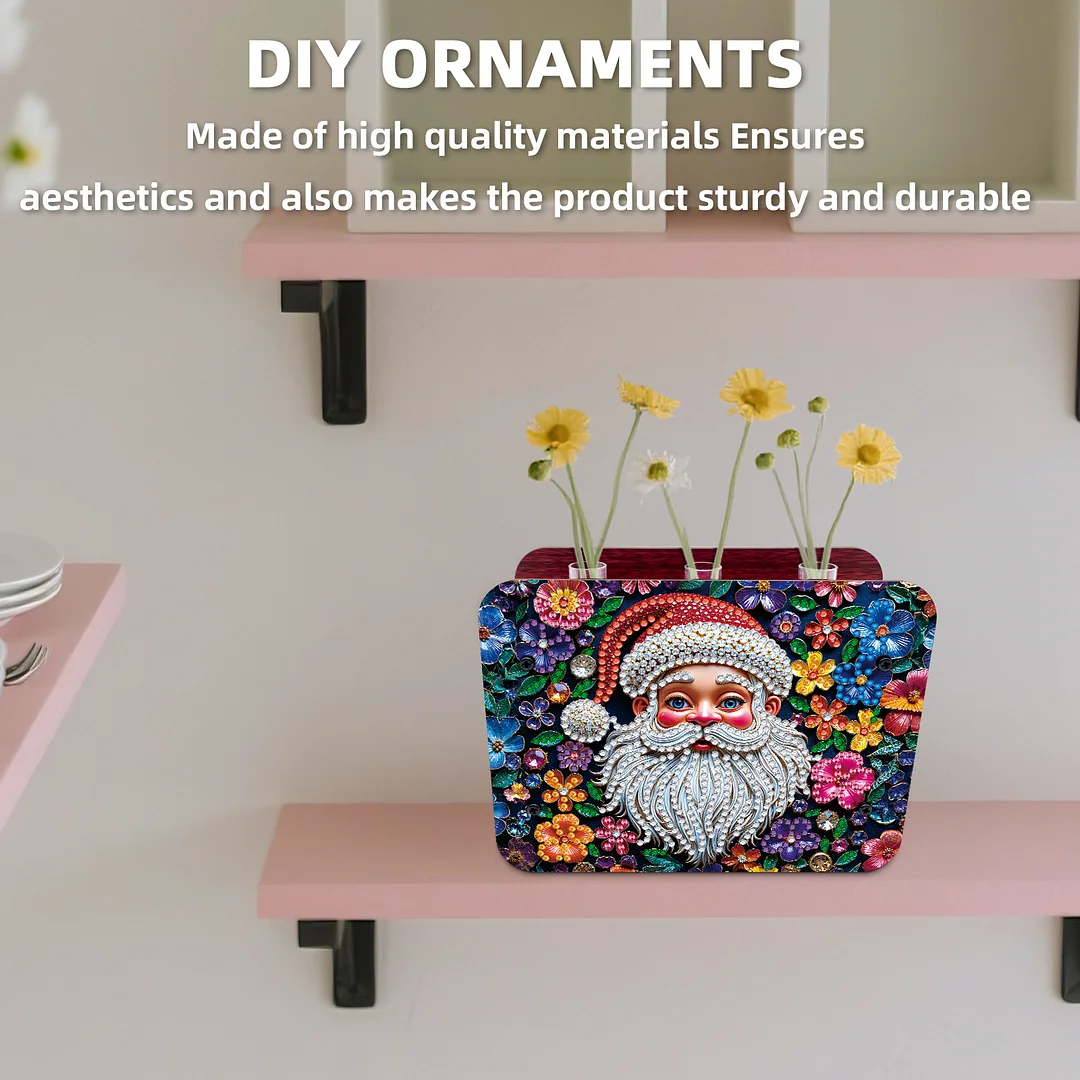 Santa Claus DIY Diamond Painting Wooden Tube Vase for Adults Gift Home Decor