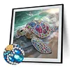 Beach Shimmering Beaded Turtle Special Shaped 5D DIY Partial Drill Diamond Painting Kits for Adults Beginners Home Decor Diamonds Dots Gem Art Kits 11.81 X11.81inch