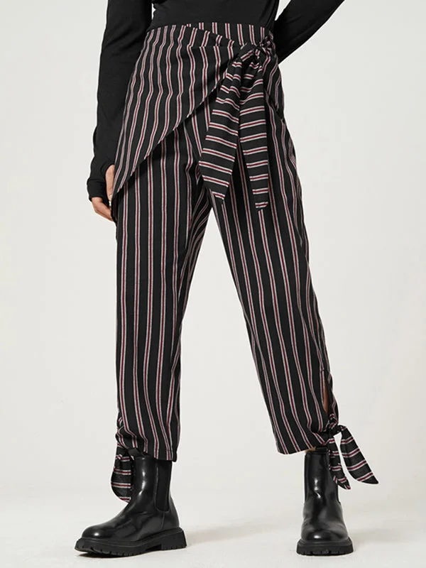 Aonga - Mens Striped Tie Casual Pants