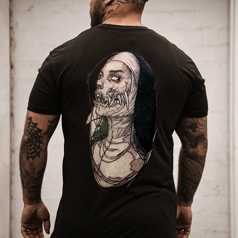 Monster Nun Printed Men's T-shirt -  