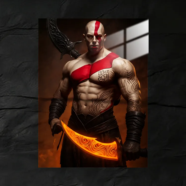 GodofWar Kratos Fiery AnimetalPoster | Premium Anime Metal Wall Art