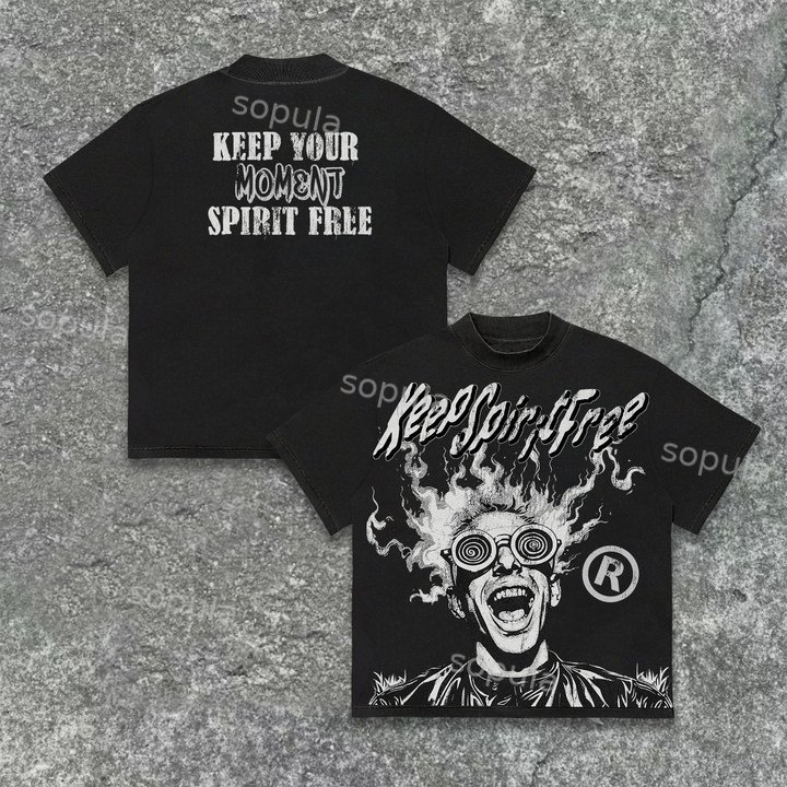 Sopula Rage Keep Spirit Free Old Graphics Cotton T-Shirt - Sopula｜Premium Graphic Tees & Graphic Clothing